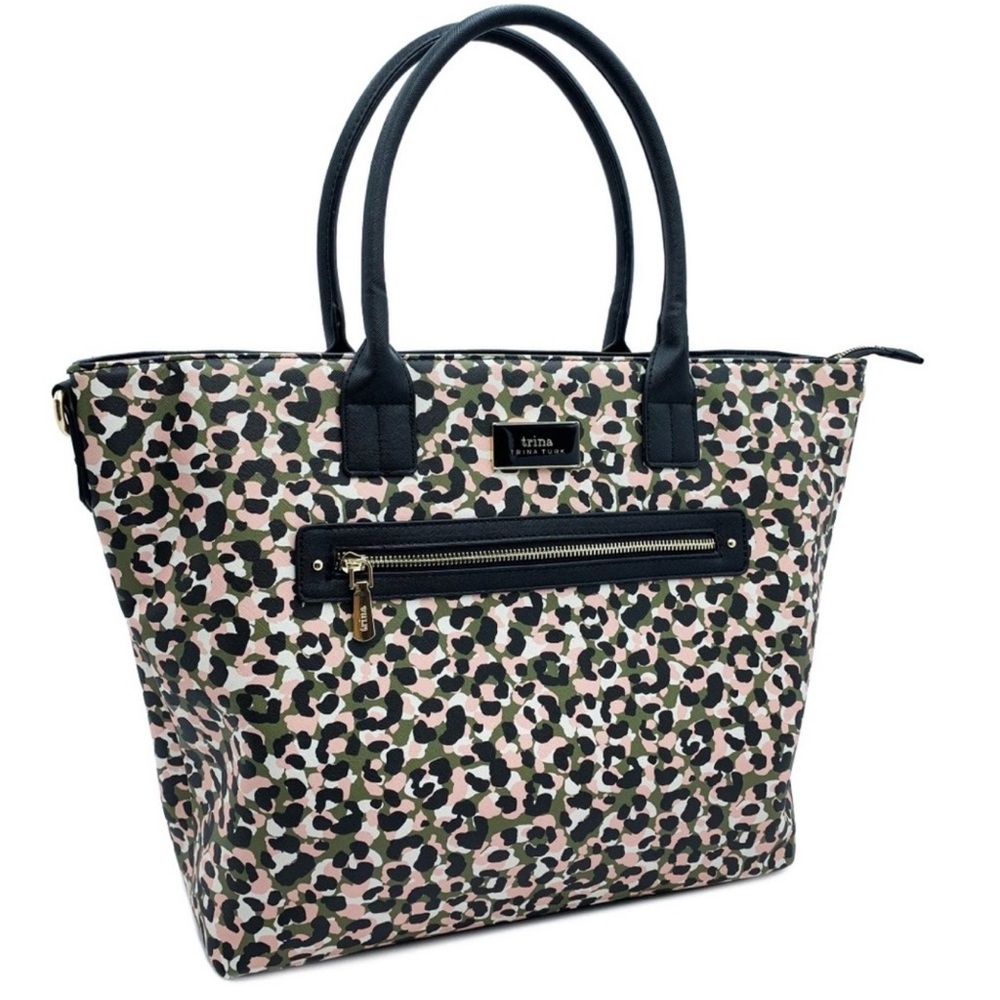 New Trina Turk Leopard Flora Tote Bag w/ detachable shoulder straps